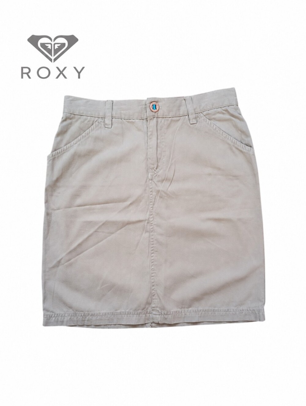 Roxy Quiksilver Y2K Khaki Utility Cargo Skirt Size 3 Beige Mini Surf Skirt